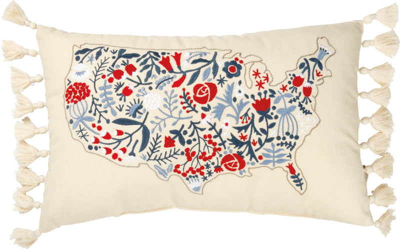 Floral USA Map Pillow (Pack of 2)