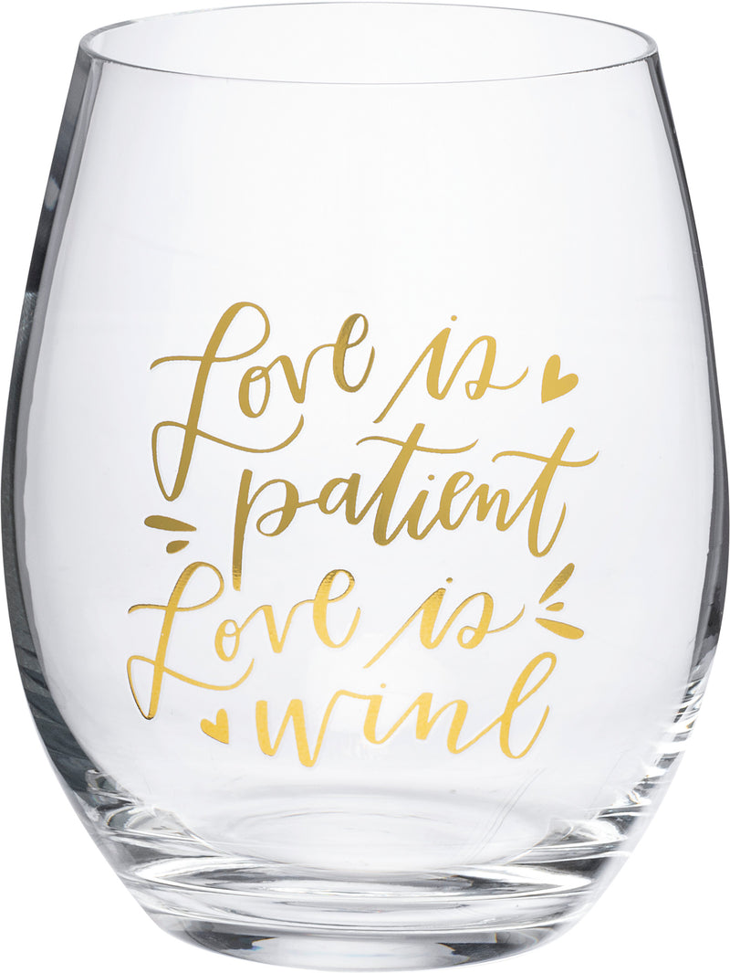 Love Is Patient Love Is Wine Wine Glass  (Pack of 4)