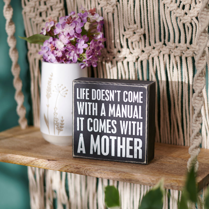 Life Comes With A Mother Box Sign  (Pack of 2)