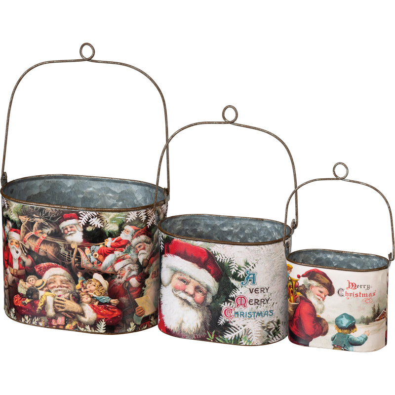 Vintage Santas Bucket Set (2 ST3)