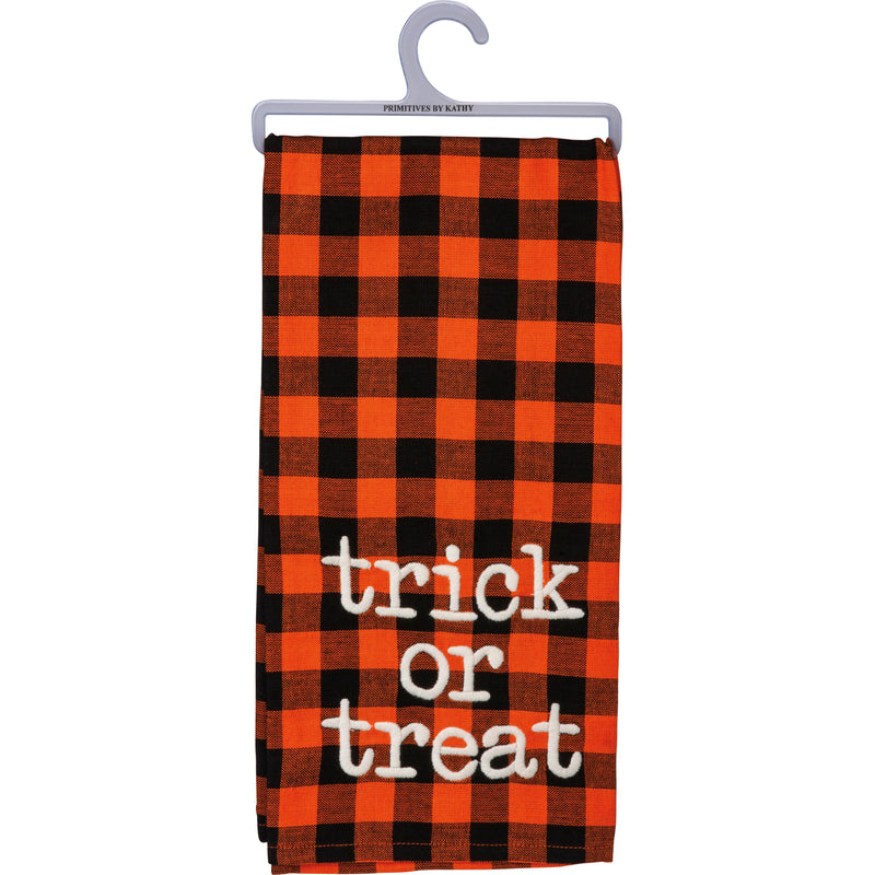 Trick Or Treat Orange Buffalo Check Kitchen Towel  (Pack of 6)