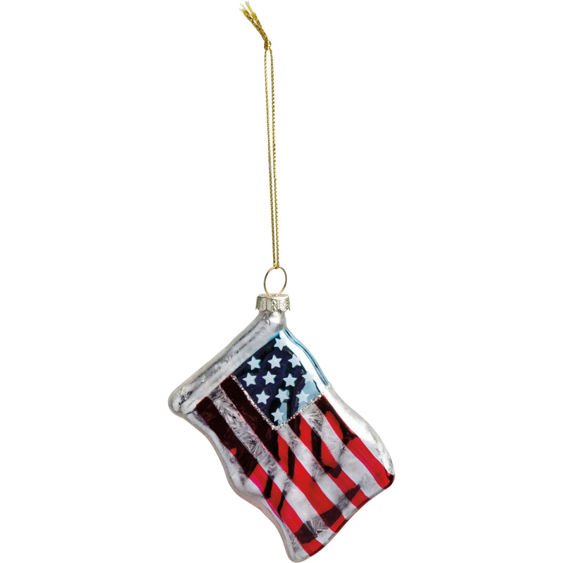 American Flag Glass Ornament  (Pack of 6)