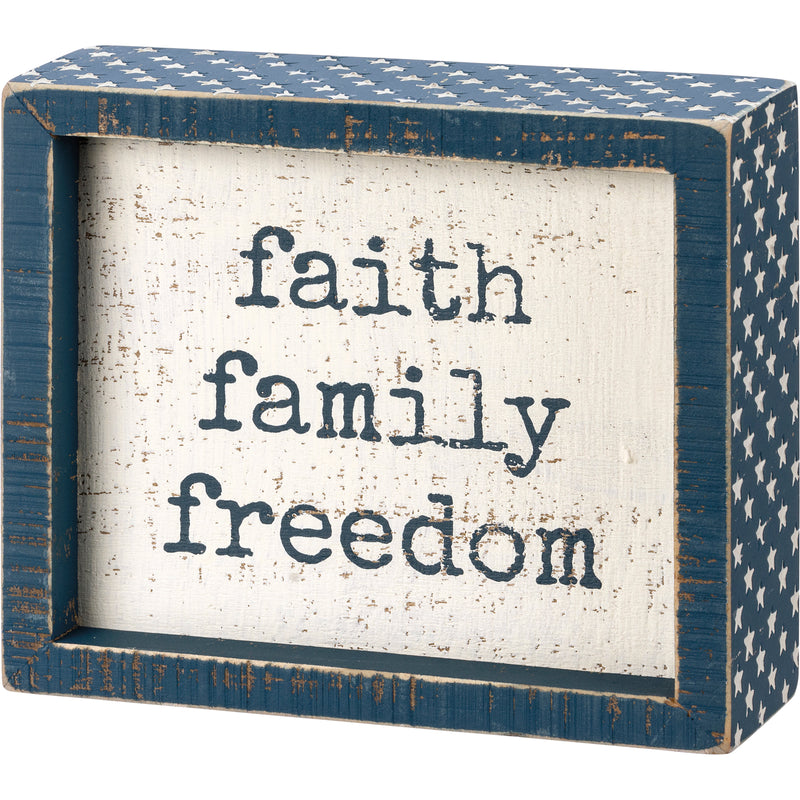 Faith Family Freedom Inset Box Sign  (Pack of 2)