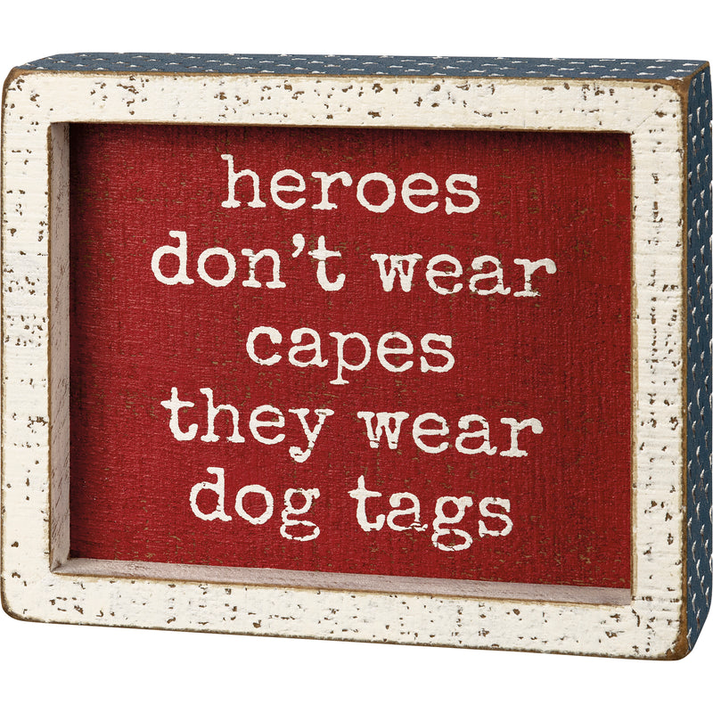 Heroes Wear Dog Tags Inset Box Sign  (Pack of 2)