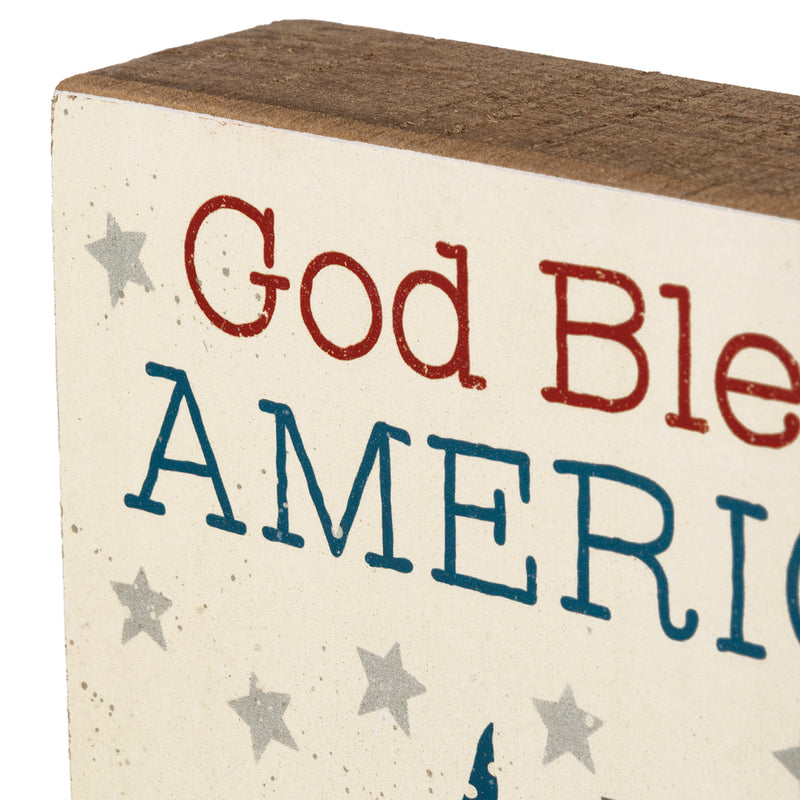 God Bless America Home Of The Brave Box Sign  (Pack of 2)