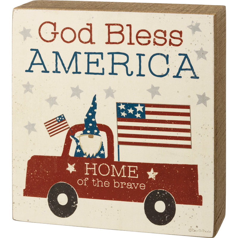 God Bless America Home Of The Brave Box Sign  (Pack of 2)
