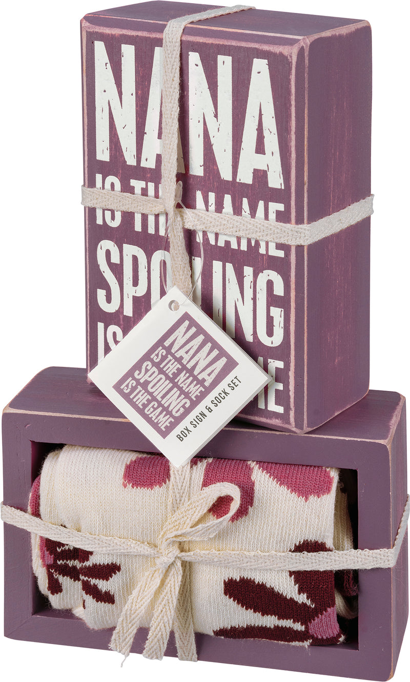Nana Is The Name Box Sign And Sock Set (2 ST2)