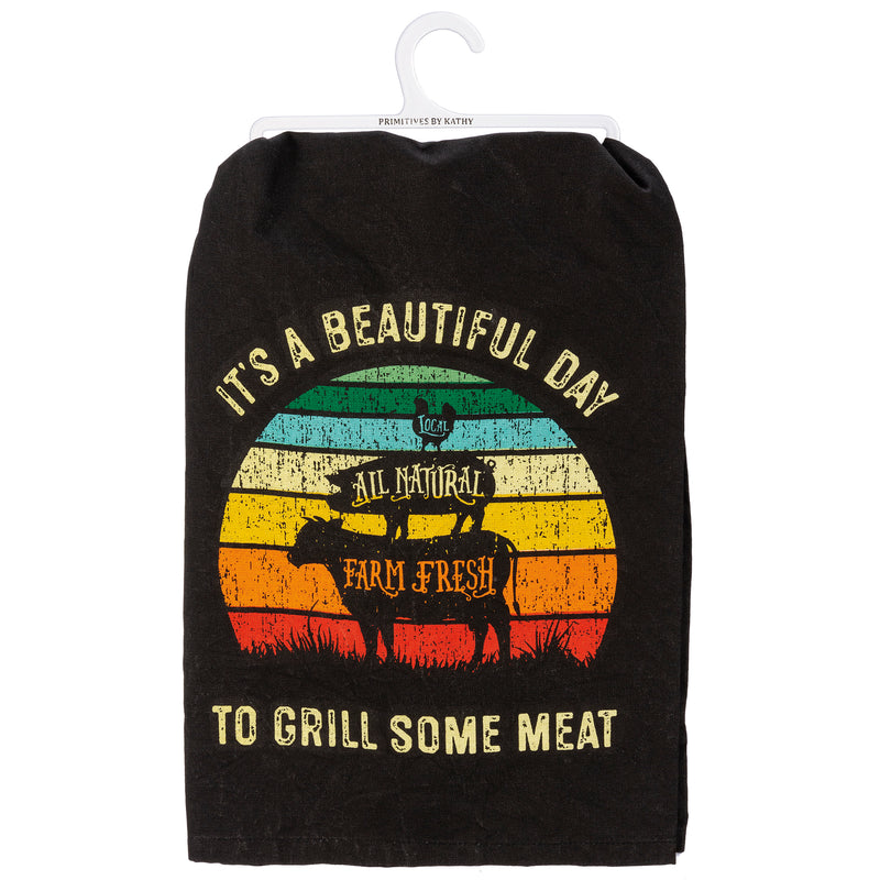 A Beautiful Day To Grill Some Meat Kitchen Towel  (Pack of 6)