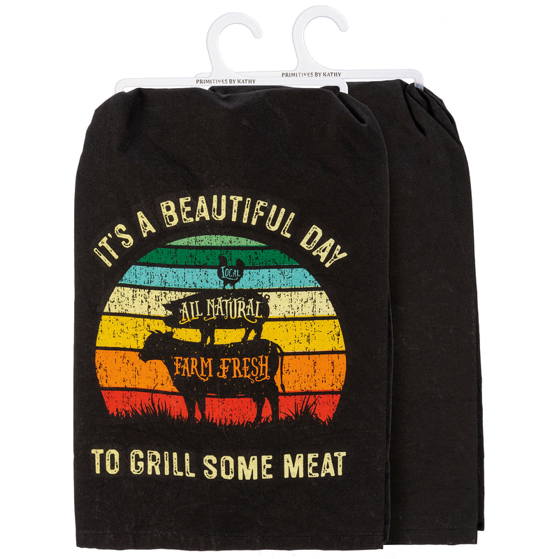 A Beautiful Day To Grill Some Meat Kitchen Towel  (Pack of 6)