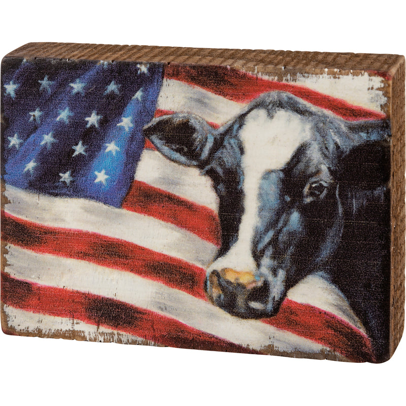 Flag Cow Block Sign  (Pack of 4)