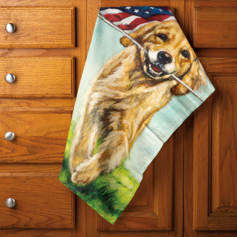 Patriotic Running Dog Kitchen Towel  (Pack of 3)