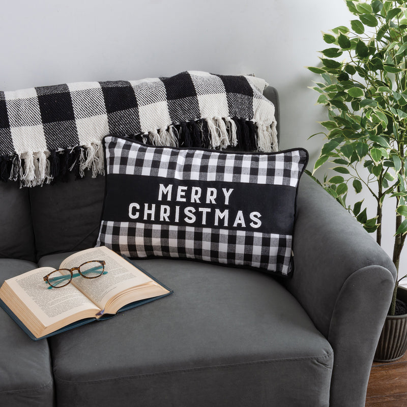 Merry Christmas Black Buffalo Check Pillow (PACK OF 2)