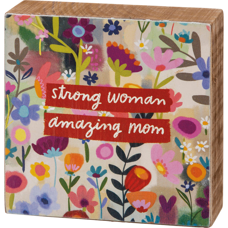 Strong Woman Amazing Mom Block Sign  (Pack of 4)