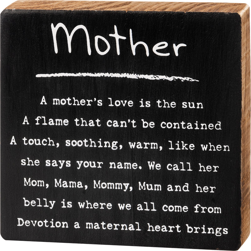 Mother Block Sign (Pack of 4)