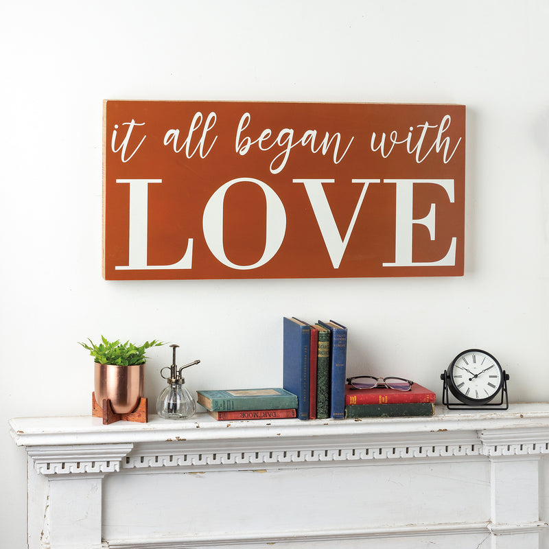 It All Began With Love Box Sign  (Pack of 2)