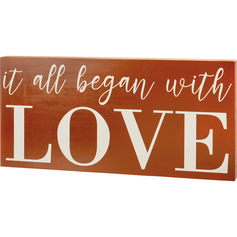 It All Began With Love Box Sign  (Pack of 2)