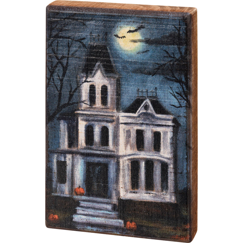 Haunted House Block Sign  (Pack of 4)