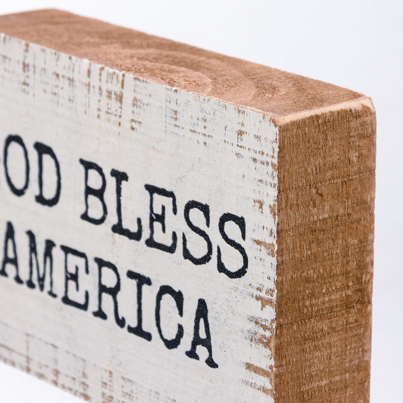 God Bless America Block Sign (Pack of 4)