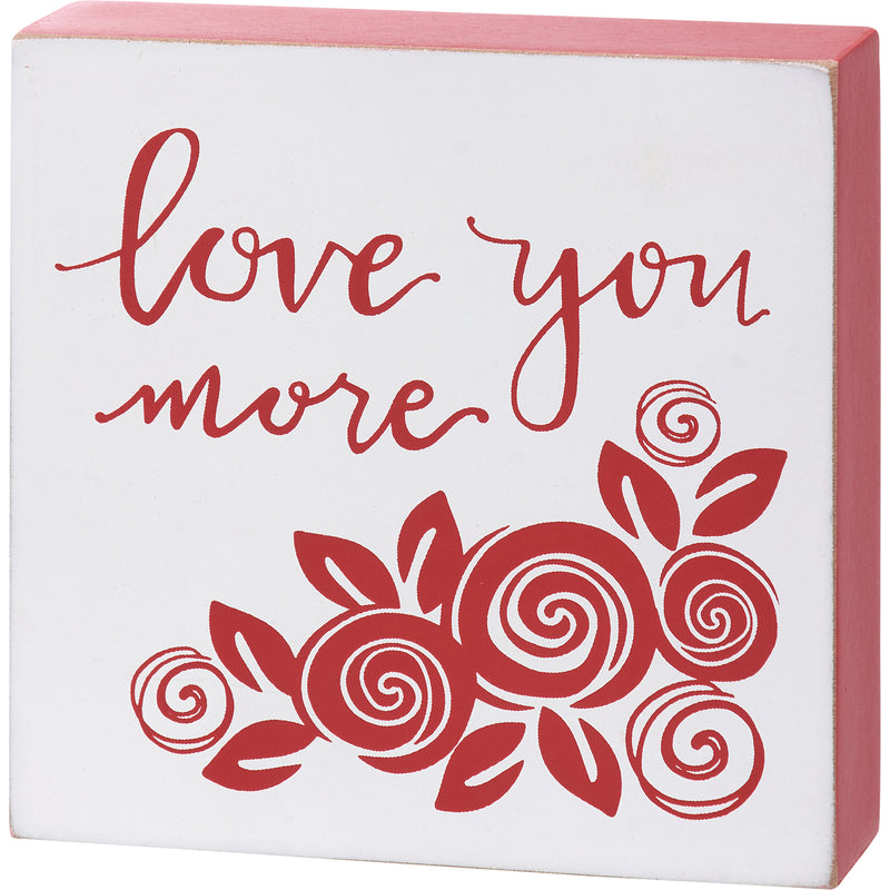 Love You More Red Block Sign  (Pack of 4)