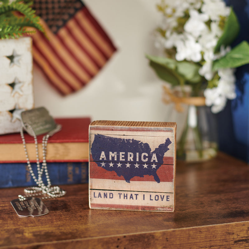 America Land That I Love Block Sign  (Pack of 4)