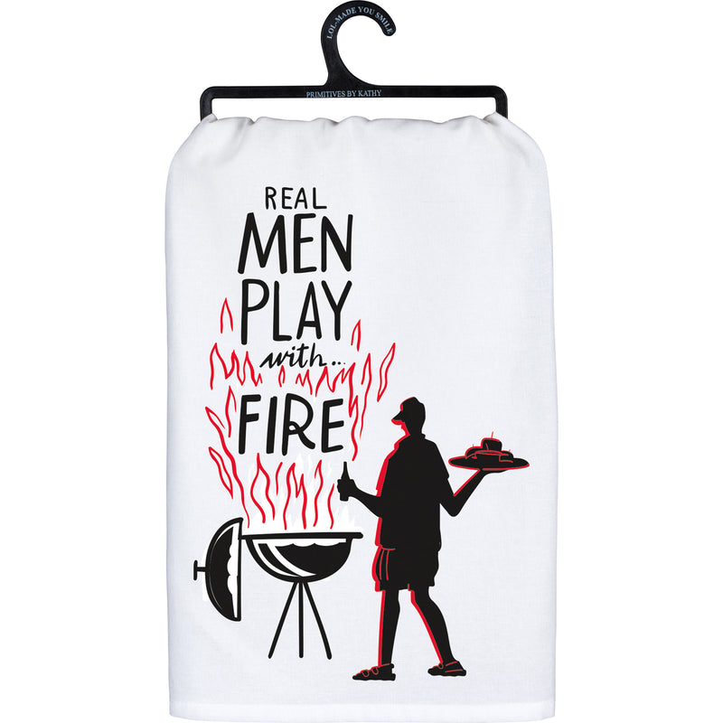 Real Men Play With Fire Kitchen Towel  (Pack of 6)