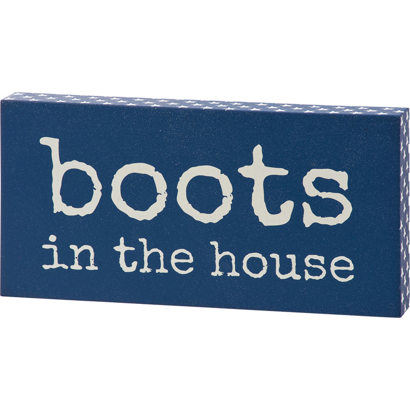 Boots In The House Block Sign  (Pack of 4)