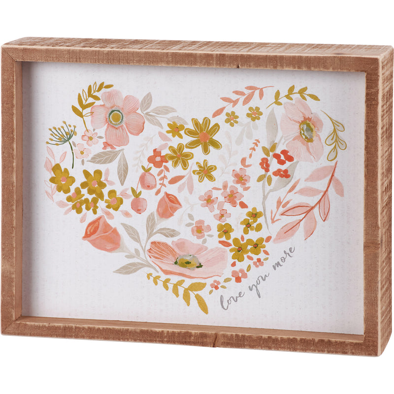 Love You More Floral Inset Box Sign  (Pack of 2)