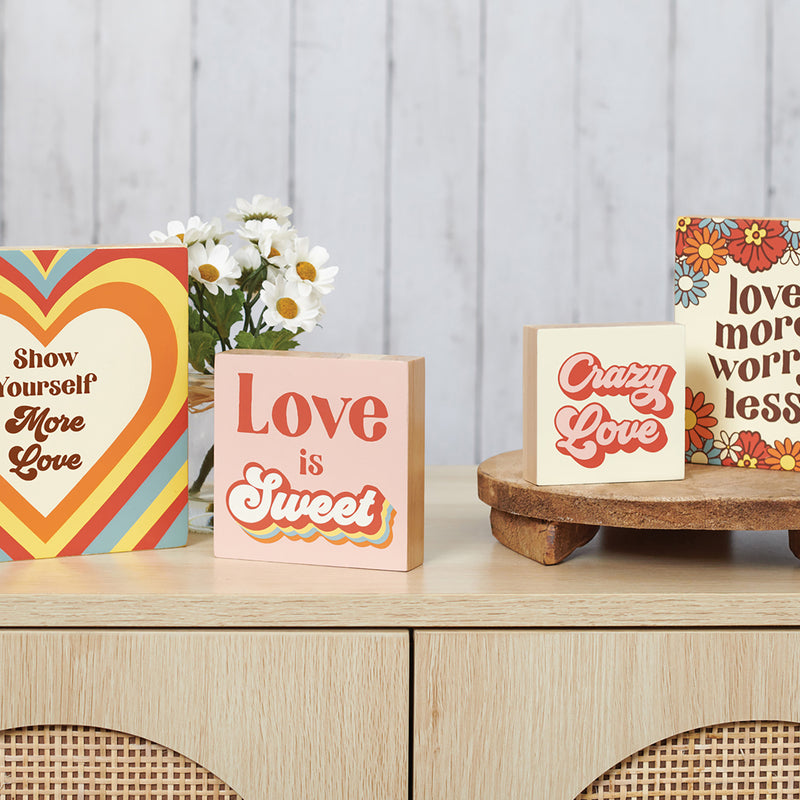 Crazy Love Block Sign  (Pack of 4)