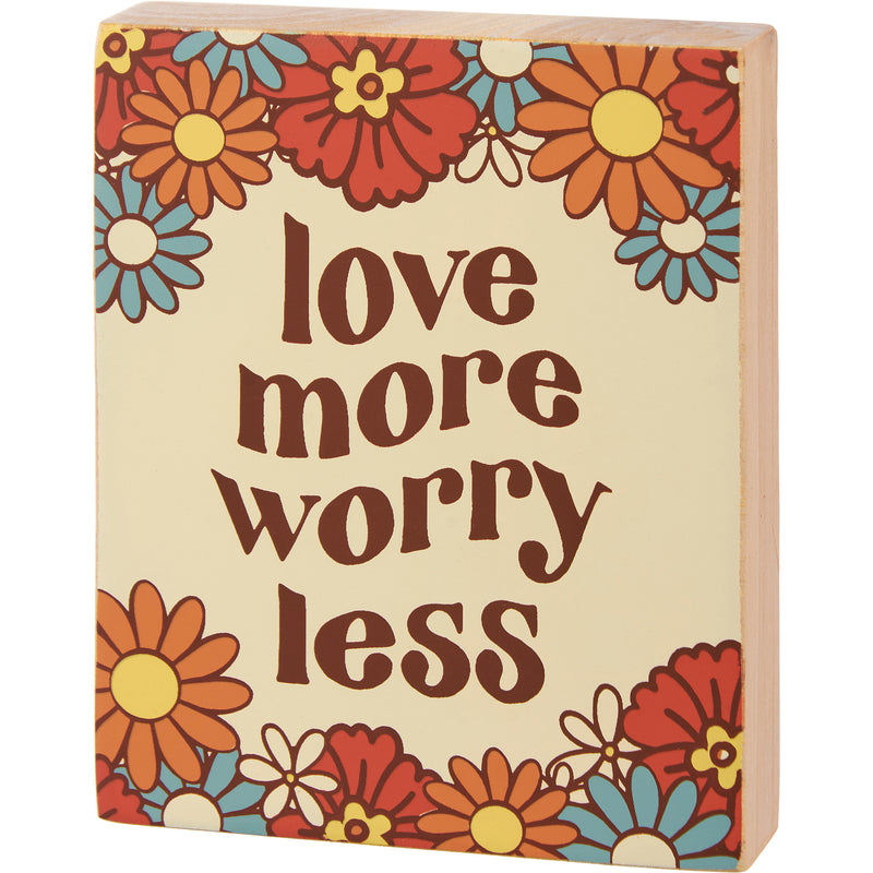Love More Worry Less Block Sign  (Pack of 4)