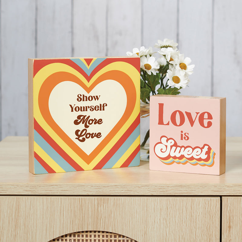 Show Yourself More Love Block Sign  (Pack of 4)