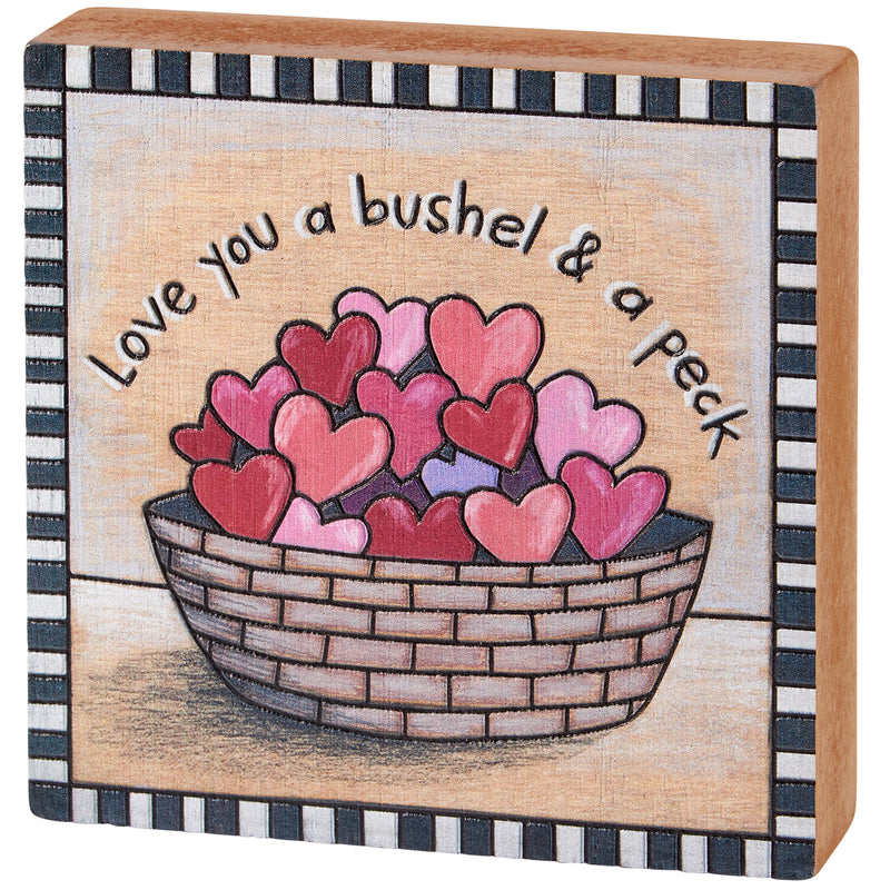 Love You A Bushel Block Sign  (Pack of 4)