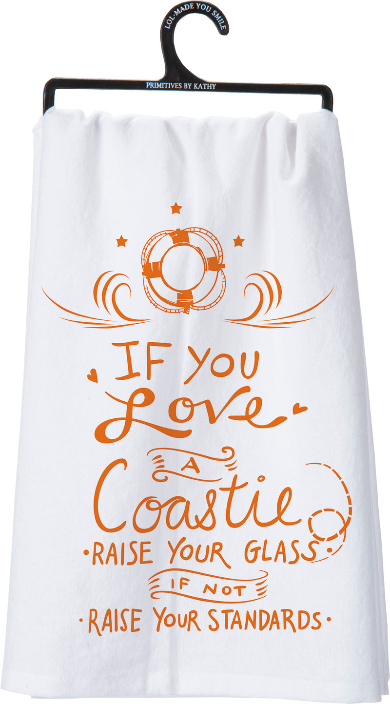 Love A Coastie Raise Your Glass Kitchen Towel  (Pack of 6)