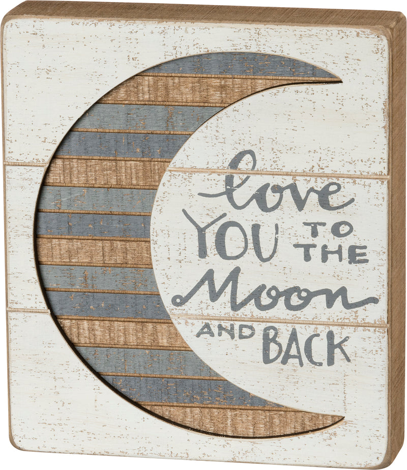 Love You To The Moon And Back Slat Box Sign  (Pack of 2)