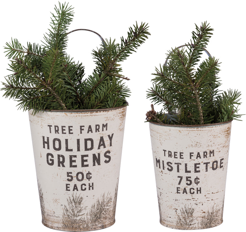 Tree Farm Holiday Greens Wall Bucket Set (2 ST2)