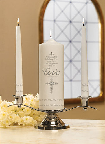 Faith Hope and Love Wedding Unity Candle Set - 2/pk