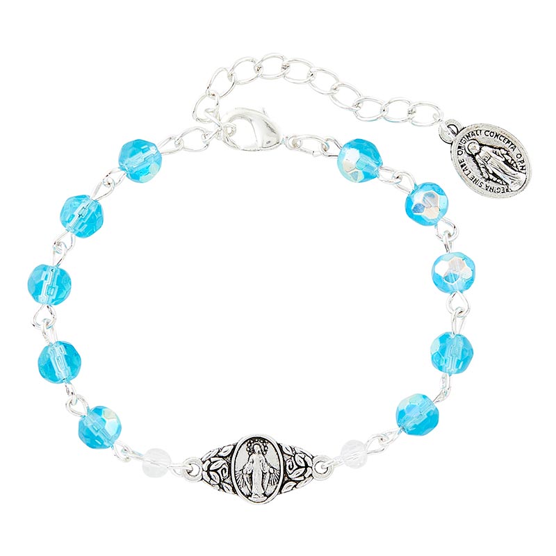 Beautiful Miraculous Rosary Bracelet - Aqua