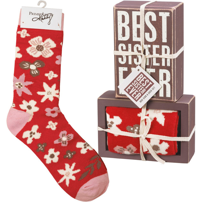 Best Sister Ever Box Sign And Sock Set (2 ST2)