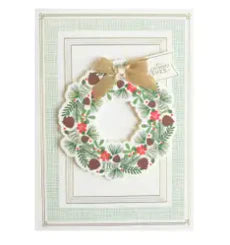 CHRISTMAS HOLIDAY GREEN WREATH BOXED CARD 10 CT