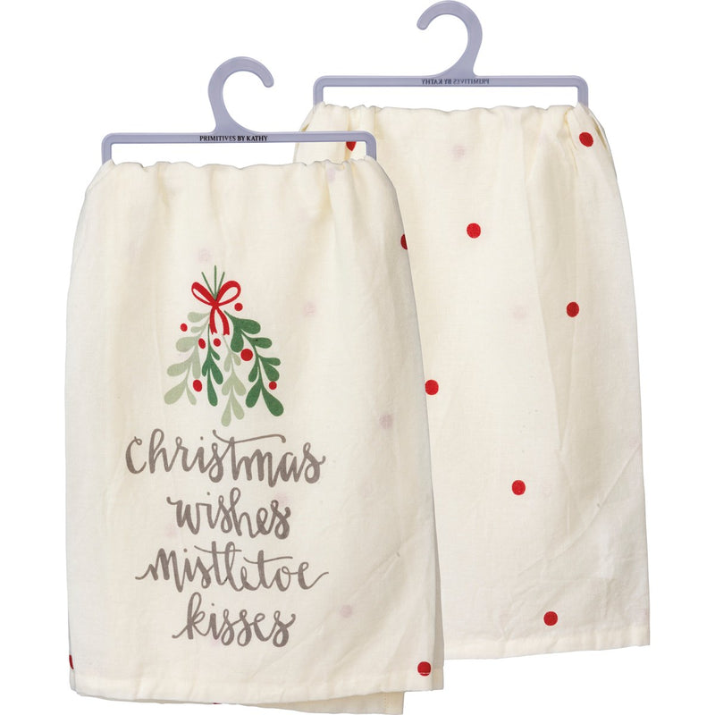 Christmas Wishes Mistletoe Kisses Kitchen Towel (PACK OF 6)