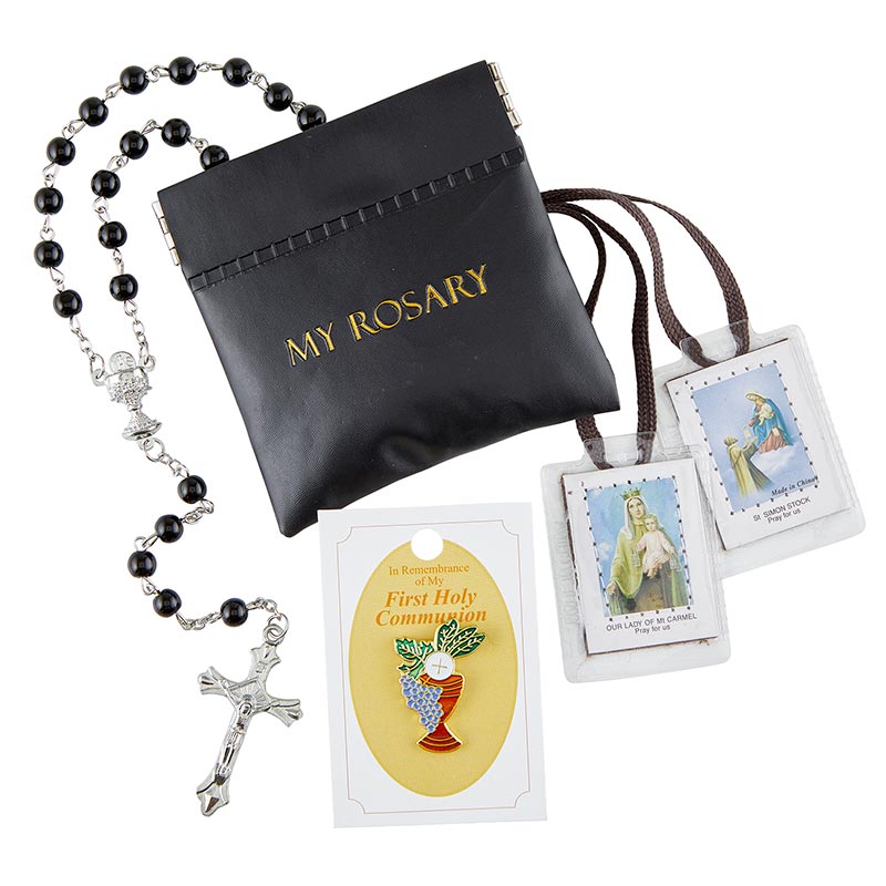 First Communion Kit Glass Rosary Boy