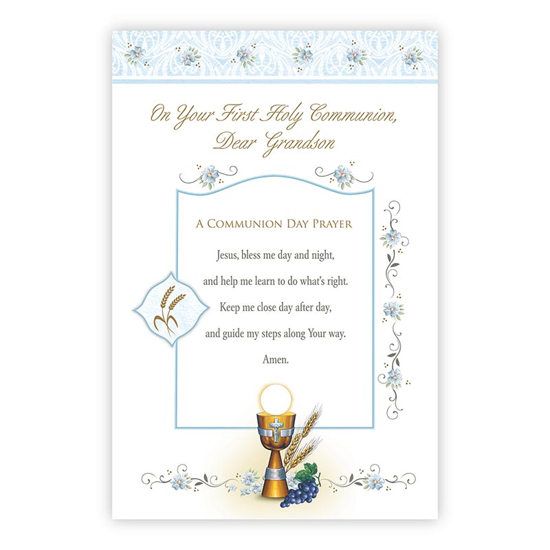 Greeting Card - On Your First Communion, Dear Grandson