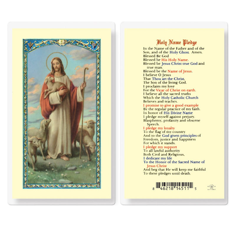 Holy Name Pledge with the Good Shepherd Holy Card
