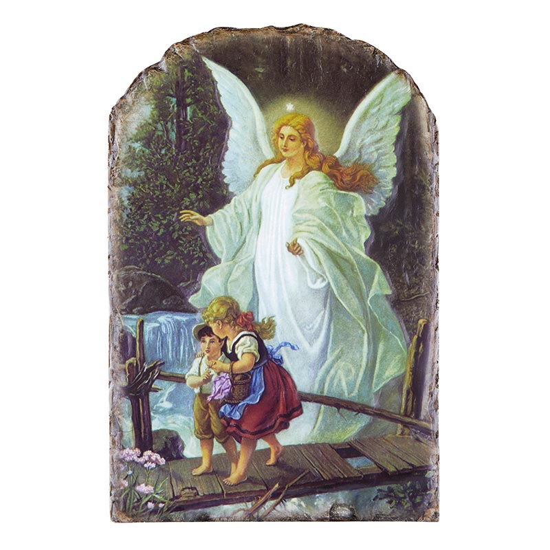 Arched Tile Plaque with Stand - Guardian Angel