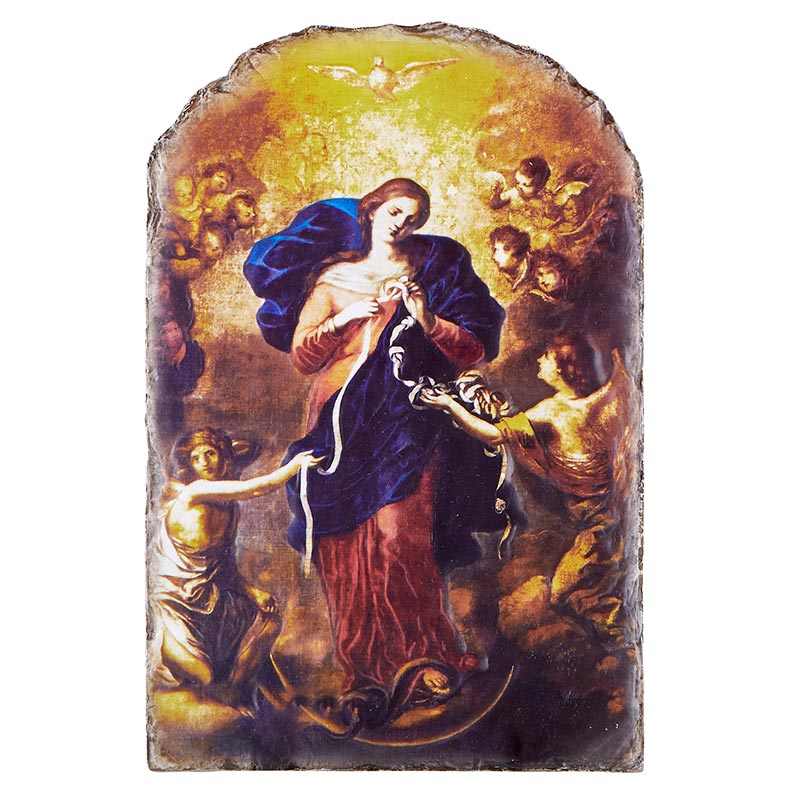 Arched Tile Plaque with Stand - Mary Untier of Knots