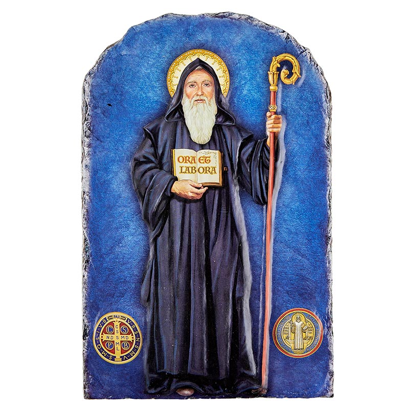 Arched Tile Plaque with Stand - Saint Benedict