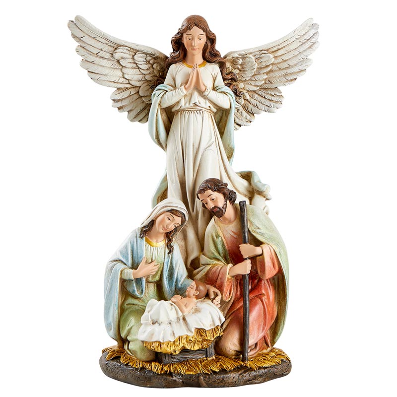 Angel and Holy Family Statue