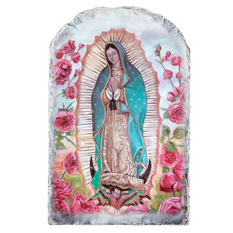 Arched Tile Plaque with Stand - Our Lady Of Guadalupe