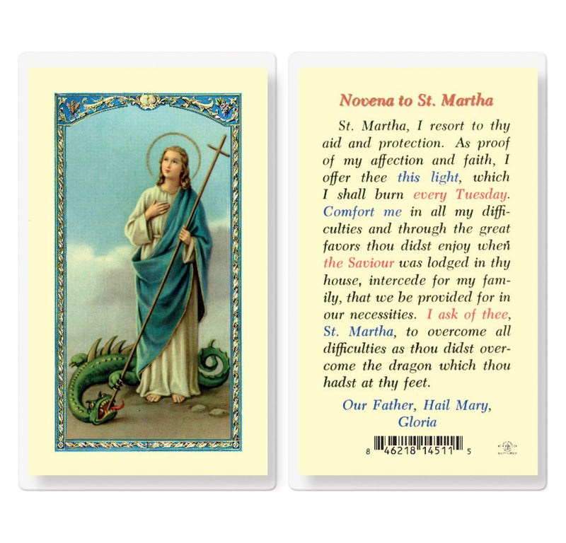 Saint Martha Novena Prayer Holy Card