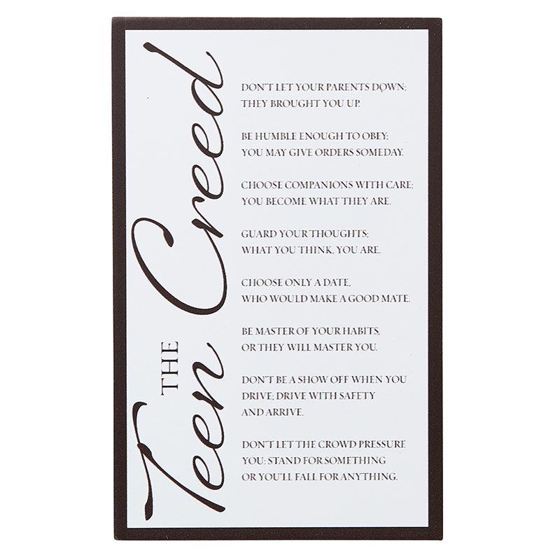 Prayer Plaque - Teen Creed