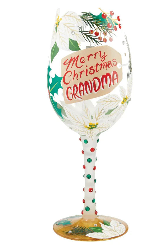 LOLITA MERRY CHRISTMAS GRANDMA WINE GLASS